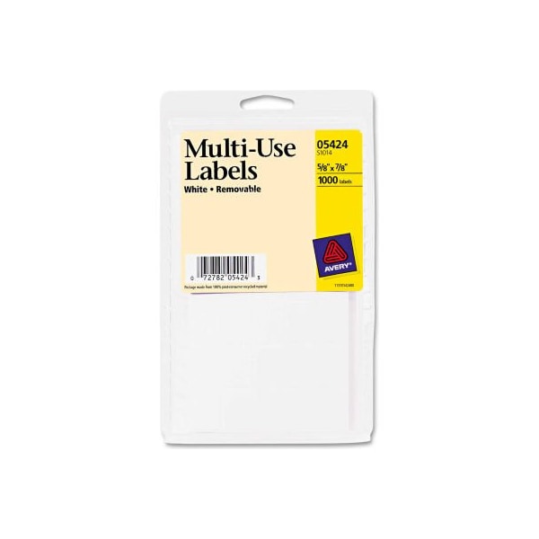 Avery Avery® SelfAdhesive Removable MultiUse Labels, 5/8 x 7/8, White